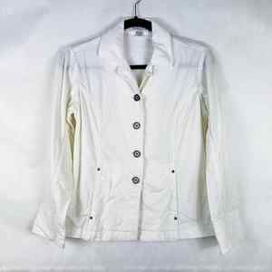 Pendleton Linen Blend Button Up Jacket White Womens Size Small Pockets